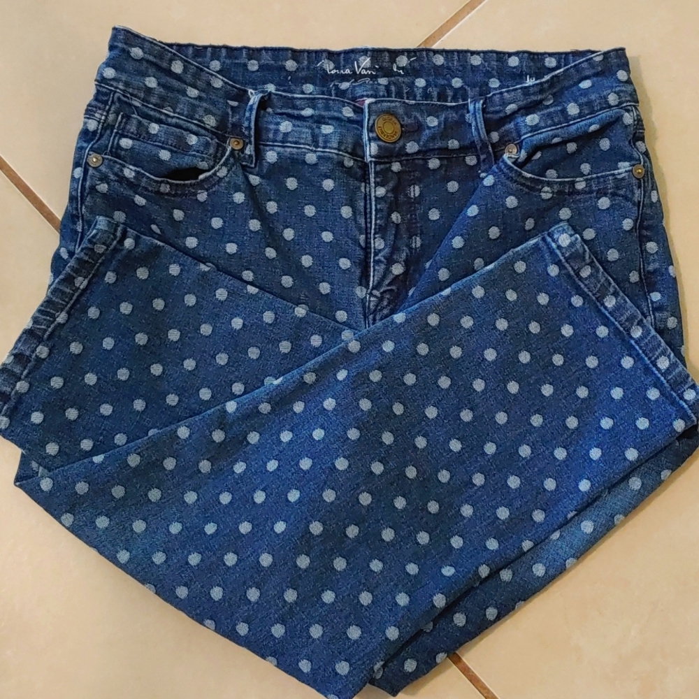Gloria Vanderbilt polka dot denim capri